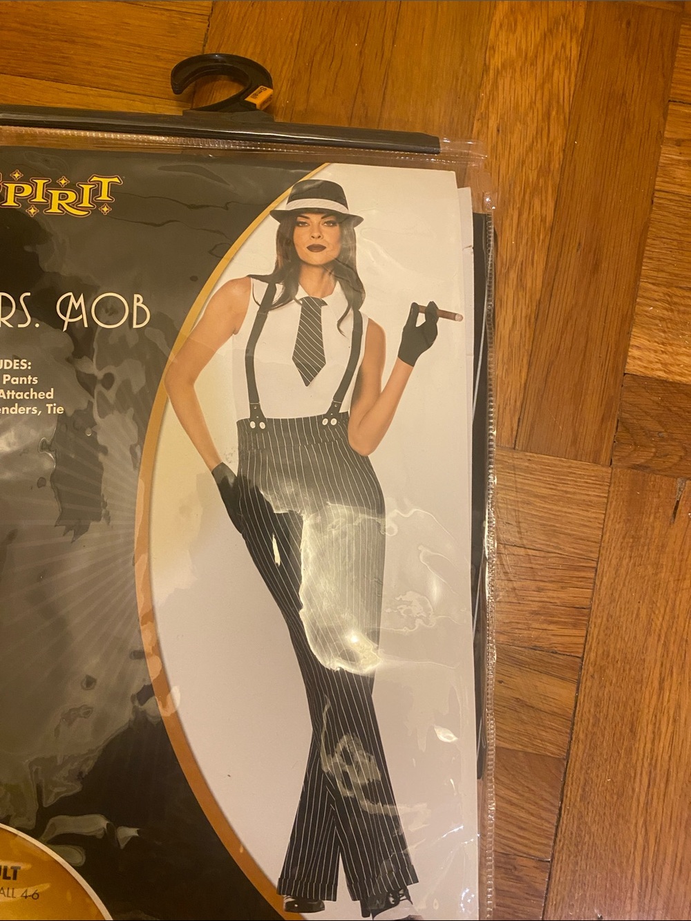 Spirit Women's Pinstripe Suspender Flare Pants Costume - Black & White - Picture 3 of 5